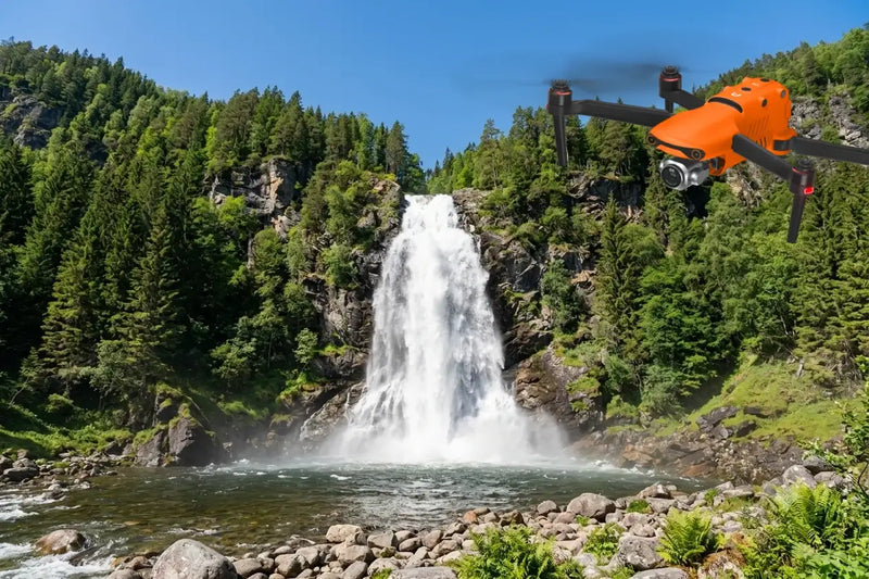 6K Aerial Drone Photography: Flying over Waterfalls