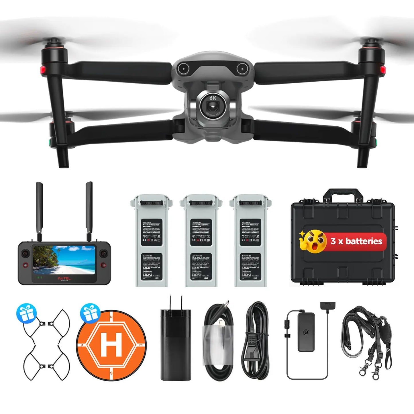 Autel EVO II Pro V3 Grey 3x Batteries Bundle