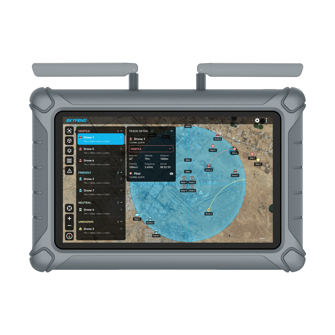 Skyfend C2 Anti-drone tablet with antenna