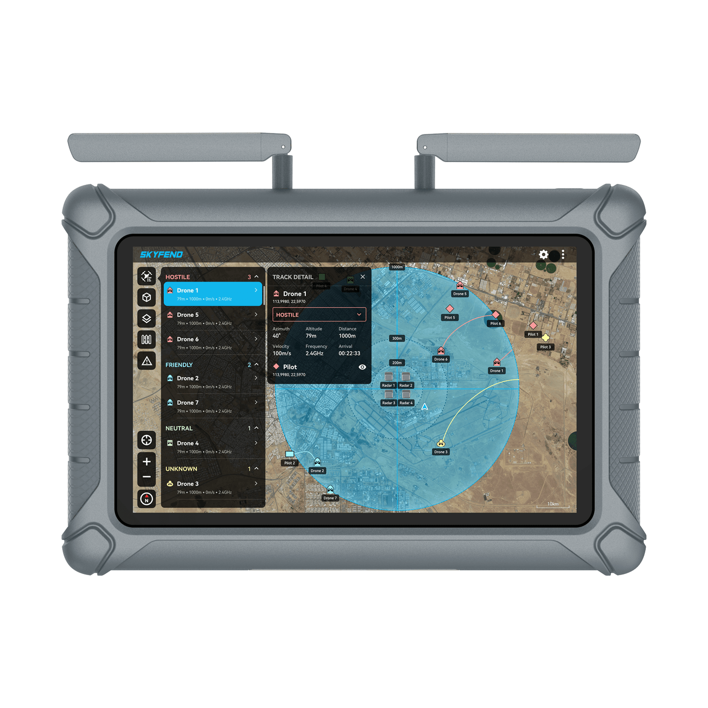 Skyfend C2 Anti-drone tablet with antenna
