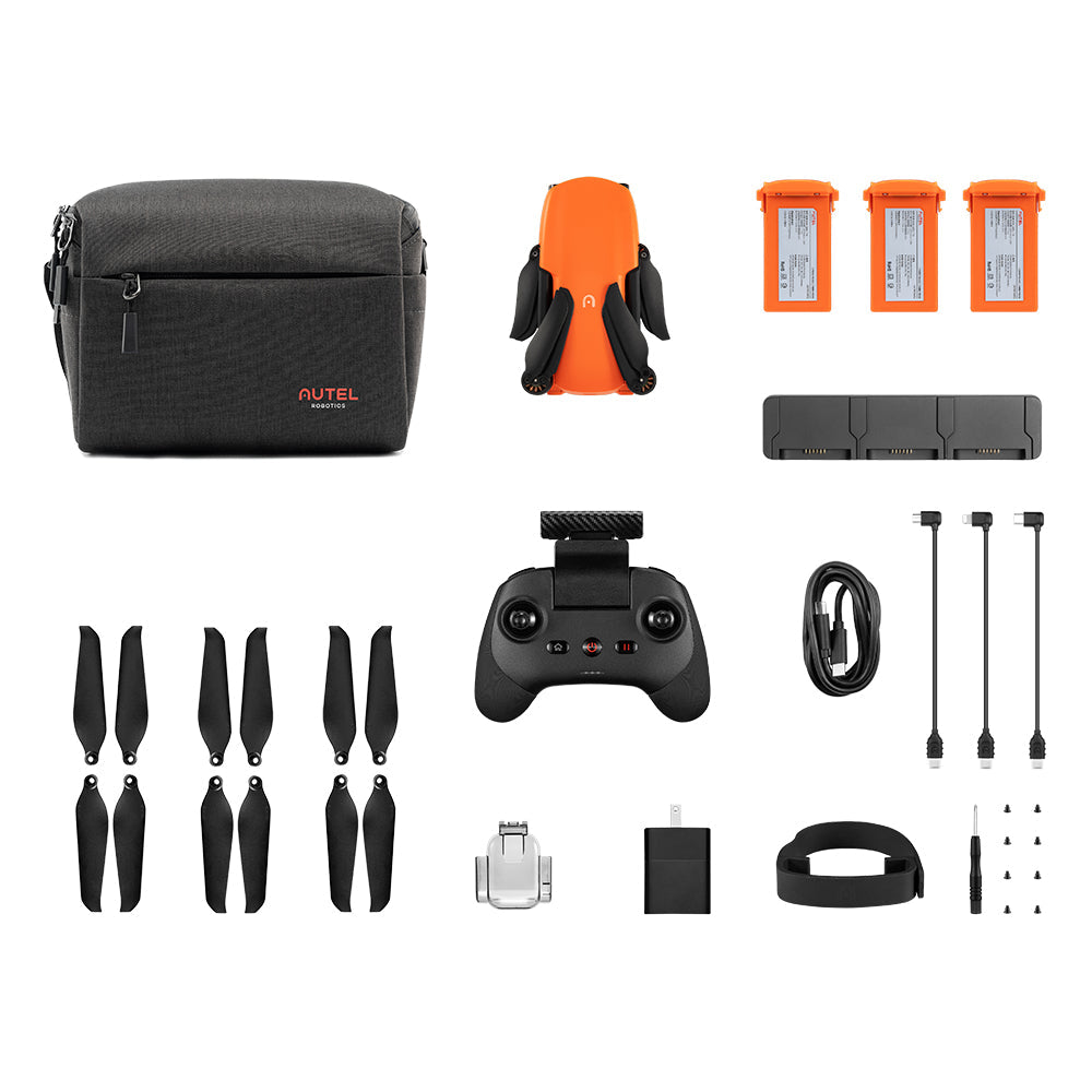 Autel EVO Nano+ 249g Mini Foldable 4K Orange Camera Drone Package with 3 batteries